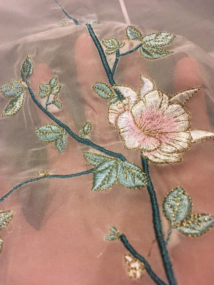62” wide polyester georgette Fabric ￼w embroidery 30”long - Image 1 of 4
