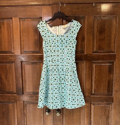 Vestido Kate Spade Florence Broadhurst Verde Atómico Solar Talla 4 Manga Gorra  Foto 1 de 4