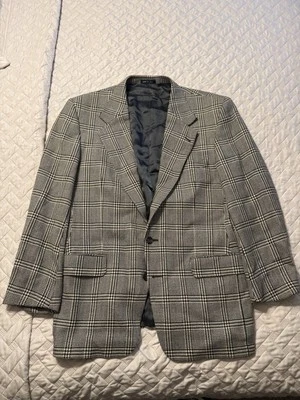 Abrigo/ablazer deportivo Nordstrom 100 % lana 40R negro y beige a cuadros glenos para hombre Foto 1 de 4