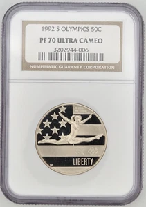 1992-S Olympics Half Dollar 50c NGC PF 70 Ultra Cameo PR70 DCAM - TOP POP C11 - Picture 1 of 5