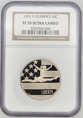 1992-S Olympics Half Dollar 50c NGC PF 70 Ultra Cameo PR70 DCAM - TOP POP C11 - Image 1 of 4