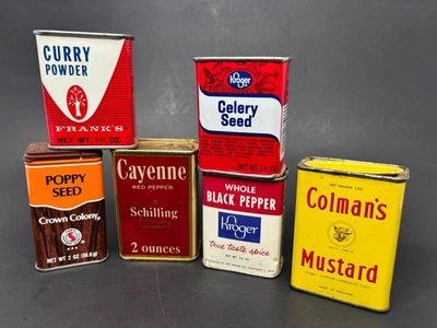 Vintage Spice Tin Lot- 6 Tins- Colman's- Frank's- Crown Colony -Schilling - Image 1 of 4