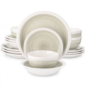 MALACASA ORI 16-teiliges modernes beige Steingut Geschirrset Geschirr (Service - Bild 1 von 12