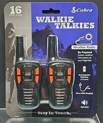 Cobra CXT195 16 Mile Range 2-Way 22 Channel Walkie Talkies Factory Sealed~NEW - Image 1 of 2