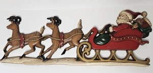 Vintage Küster Santa Schlitten Rentier Weihnachten Urlaub Metall Wandbehang 16" - Bild 1 von 8