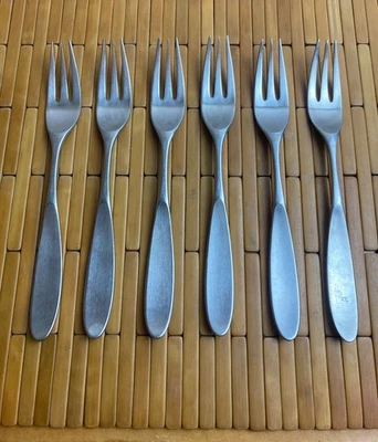 Комплект из 6 атласных обеденных вилок 18/8 из нержавеющей стали Lauffer MAGNUM Norway 7 5/8 дюйма MCM - Изображение 1 из 4