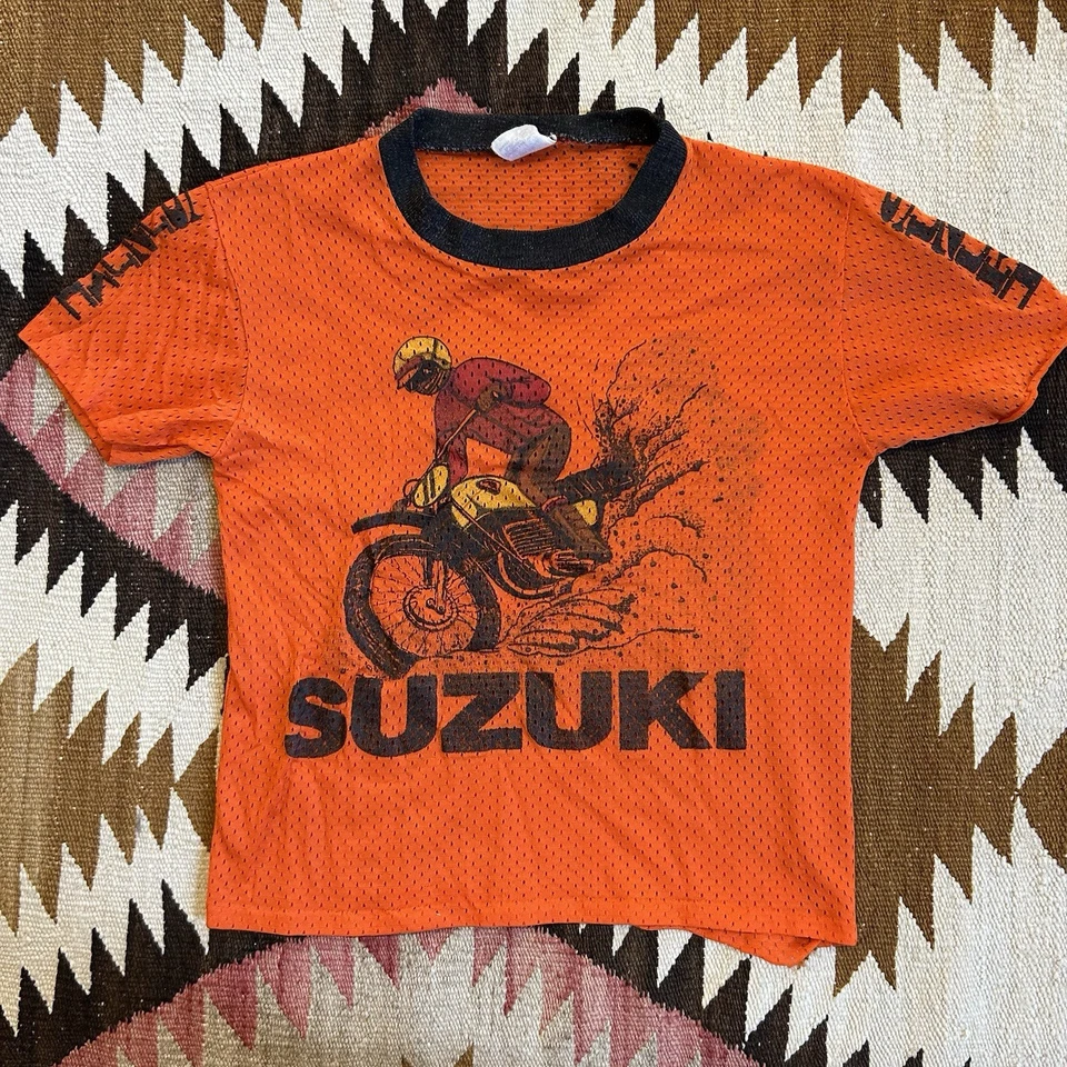 Camiseta Bebê Vintage Anos 70 Malha Suziki Motocross Jersey - Laranja - Imagem 1 de 4