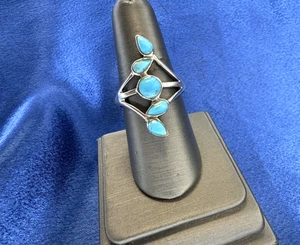 Beautiful Designer Philippines Large Sterling Silver Turquoise Ring SZ 9 - Picture 1 of 6