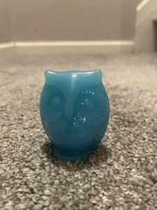 Vintage Fenton Blue Glossy Owl Figurine Art Glass 3” Tall Excellent Condition - Picture 1 of 5