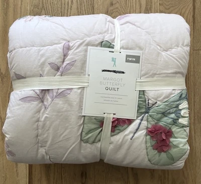 New Pottery Barn Kids Twin Margot Butterfly Embroidered Quilt - Image 1 of 4