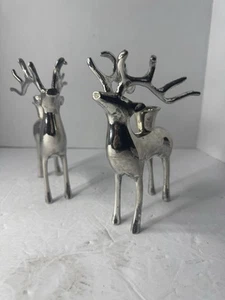 Vintage Pottery Barn Silver Plated Reindeer Buck Candle Holders Set of 2 - Picture 1 of 5