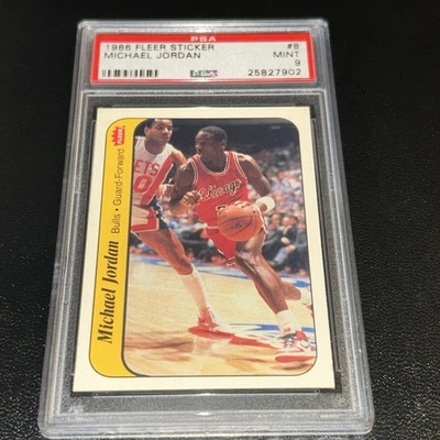 Michael Jordan 1986 Fleer Sticker #8 Rookie RC PSA 9 Great Centering - Image 1 of 4