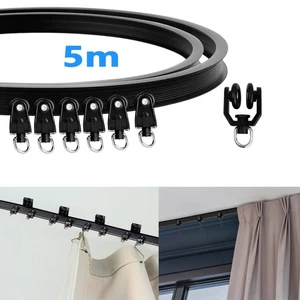 5 Meter Gardinenschiene Biegbar Top Montage Vorhangschiene Flexibel Schwarz DE - Bild 1 von 17