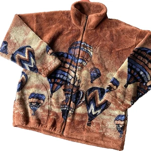 Mazmania Pullover Jacket Mens M Medium Fleece Hot Air Balloon Made USA Vintage - Picture 1 of 17