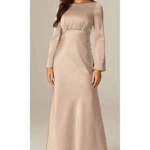 AW BRIDAL SZ 20 3X plus taupe pink satin formal party bridesmaid dress NWT B66 - Picture 1 of 8