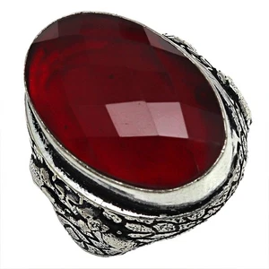 Red Garnet Gemstone Handmade Silver Jewelry "7.5" - Picture 1 of 8