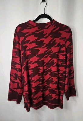 Suéter Chico’s Cremallera Trasera Cuello Simulado Rojo Tejido Calce Clásico Mangas 3/4 Talla 3 XL  Foto 1 de 4