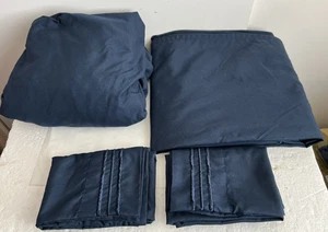 Elegant Comfort Queen Size Midnight Navy Blue Bed Sheet Set 2 Pillowcases Nice! - Picture 1 of 4