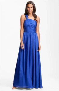 Abito ML Monique Lhuillier damigelle d'onore twist monospalla raso chiffon taglia 18 - Foto 1 di 2
