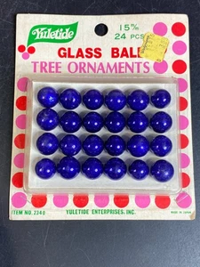 Glass Miniature Ornaments Purple 15mm 24 New Vintage Yuletide Sealed Japan - Picture 1 of 6