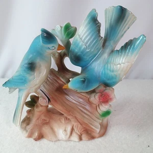 Vintage Bluebird Keramik Figur Paar auf Baumstamm MCM Mid Century Wohndeko 5 Zoll - Bild 1 von 15