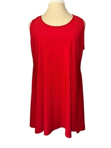 IC by Connie K Tunic Womens Large Red Tank Stretchy Blouse Made in USA - Picture 1 of 5