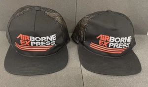 Menge 2 Vintage 1980er AIRBORNE EXPRESS verstellbar Trucker Netz Hut schwarz - Bild 1 von 24