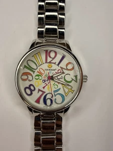 Vintage 90er Joe Boxer Damen Silber Uhr bunte flippige Zahlen Zifferblatt Armband 7,5 " - Bild 1 von 8