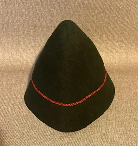Sombrero de fieltro verde bávaro alpino alemán vintage tradicional borde rojo y lazo talla 48 - Imagen 1 de 7
