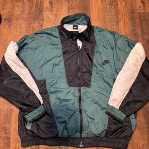 Vintage 90s Nike Air Big Logo Windbreaker Green White Black Size XL - Bild 1 von 6