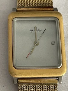 Skagen Reloj Hombre Acero Inoxidable Oro Cara Cuadrada Esfera Gris - Imagen 1 de 5
