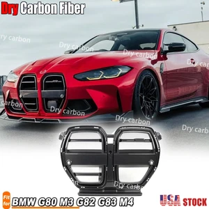 Dry Carbon Fiber Front Kidney Nose Grilles For BMW G80 M3 G82 G83 M4 2021+ W/ACC - Picture 1 of 10