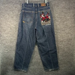 FUBU Platinum Jeans Herren 34x29 Actual Blue Fat Albert bestickt Vintage Baggy Wide - Bild 1 von 14