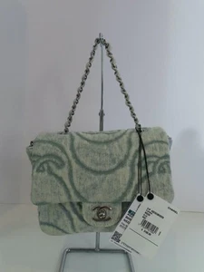NWOB 21P CHANEL Pale Blue Denim/Silver Chain Small Flap Bag - Picture 1 of 20