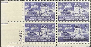 U.S. Scott #1026, P. B. of 4, Gen. George S. Patton & Armored Forces, VF, MNH - Picture 1 of 2