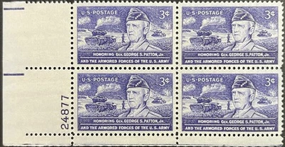 U.S. Scott #1026, P. B. of 4, Gen. George S. Patton & Armored Forces, VF, MNH - Image 1 of 2