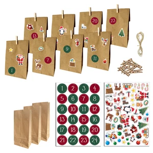 Adventskalendender zum Befüllen BUNT 24 Tüten+Sticker+Schnur+Klammern Bastelset - Bild 1 von 6
