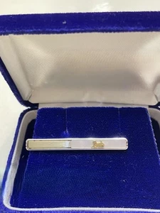 Celine Authentic Tie Clasps Bar Necktie Clamp Men's Silver 925 Metal x Shell - Picture 1 of 11