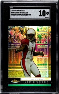 SGC 10 2008 Topps Finest Larry Fitzgerald Blue & Green /299 Refractor Cards #59 - Bild 1 von 2