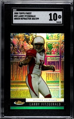 SGC 10 2008 Topps Finest Larry Fitzgerald Blue & Green /299 Refractor Cards #59 - Image 1 of 2