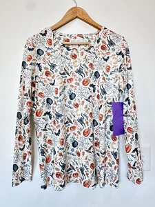 Christopher & Banks Womens Medium White Halloween Pattern Long Sleeved Cotton - Picture 1 of 6