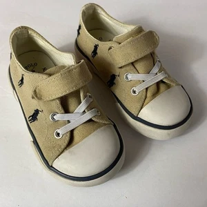 Boys Polo Ralph Lauren Sneakers Tan Size 7 - Picture 1 of 9