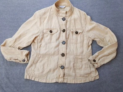 Jaqueta Relativity Feminina Pequena Utilitária Militar Botão Bolsos Linho Leve - Imagem 1 de 4