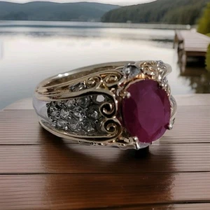 VICTORIA WIECK VERMEIL RUBY GEMSTONE TOPAZ STERLING SILVER GOLD TONE RING - Picture 1 of 9