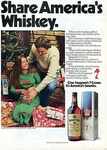 Seagram's Seven 7 Crown 1974 mezcla de whisky americano anuncio impreso de vacaciones de Navidad - Imagen 1 de 1