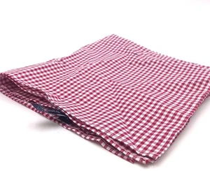 $125 Tommy Hilfiger Mens White Red Suit Plaid Handkerchief Classic Pocket Square - Picture 1 of 5