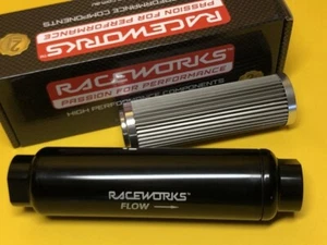 Raceworks ALY-077BKL + ALY082-10L AN12 Inline fuel filter 10 micron 50 x 200 - Picture 1 of 1