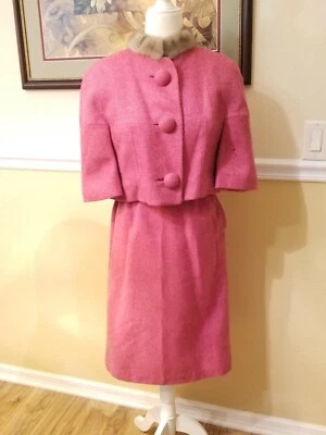 Vintage Ladies Suit - Skirt & Jacket w/ Mink Collar 1961 - Image 1 of 4