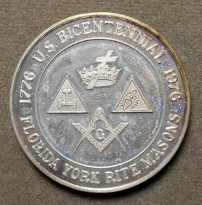 A734 Florida York Rite Masons, U.S. Bicentennial, 1776-1976 (Emblems) Silver - Picture 1 of 2