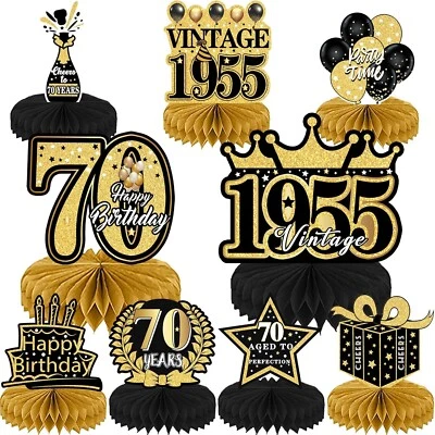 Decoraciones de cumpleaños 70 para mujer - 9 piezas 1955 oro rosa fiesta de cumpleaños decoración... Foto 1 de 4
